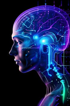 abstract brain split into two halves, one side athletic motion, the other side neural network