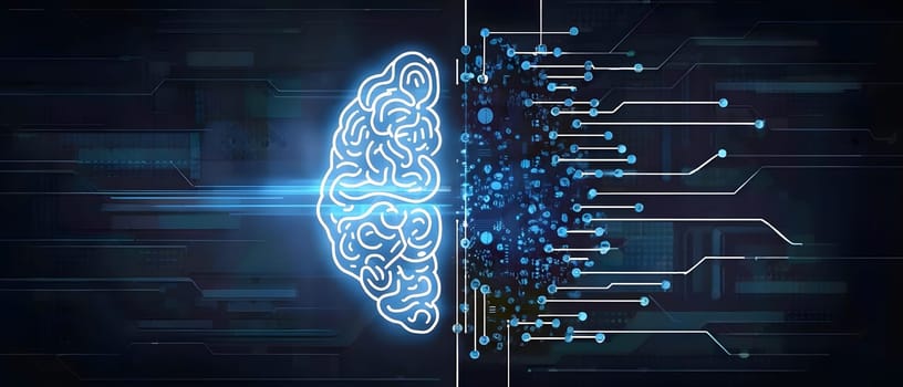 abstract brain split into two halves, one side athletic motion, the other side neural network