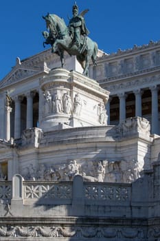 Rome, Italy - October 8, 2020: Victor Emmanuel II Monument (Monumento Nazionale a Vittorio Emanuele II) on Venetian Square. Vittoriano was built in 19th century to honour Victor Emmanuel II, first king of a unified Italy