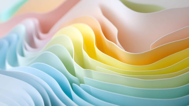Close up of colorful abstract paper waves, creating a vibrant and artistic design.