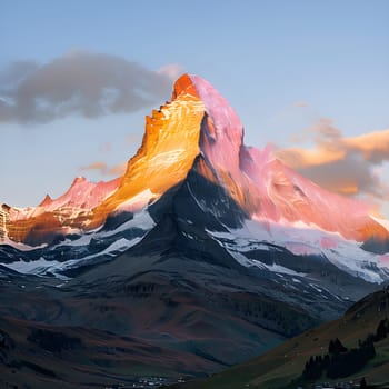 Twilight Radiance: The Matterhorn’s Golden Hour Magic