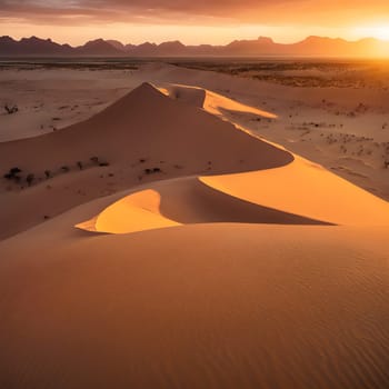 Sunset Serenity: Namibia’s Towering Dunes Illuminate the Sky