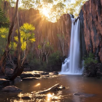 Whispers of Light: Waterfalls in Litchfield’s Warm Glow