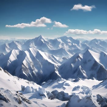 Alpine Beauty: Snowy Mountains Beneath a Brilliant Blue Sky
