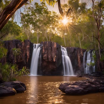 Golden Cascades: Waterfalls of Litchfield at Dusk
