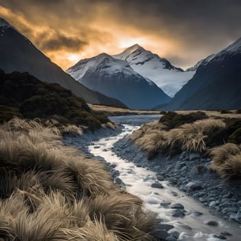 Golden Light Over Glaciers: Mount Aspiring National Park