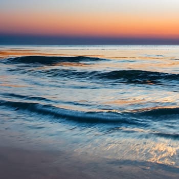 Sunset Serenity: Panorama of Ocean and Beach