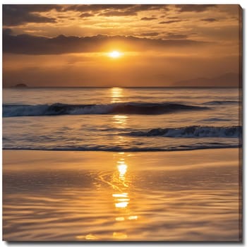 Picturesque Evening: Sunset Lighting Up the Ocean