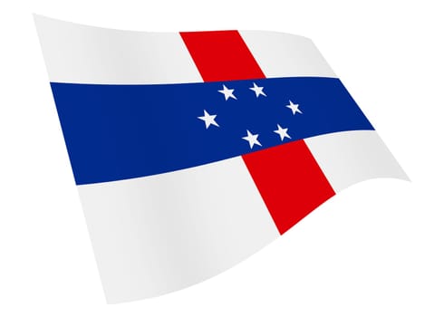 A Netherlands Antilles waving flag graphic isolated on white with clipping path 3d illustration blue red stripe white stars
