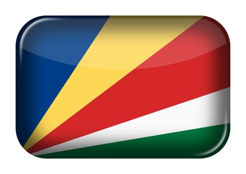 A Seychelles web icon rectangle button with clipping path 3d illustration blue yellow red white green diagonal