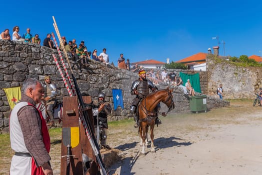 Caminha, Portugal - July 27, 2024: Caminha during the Medieval Fair reenactment. Caminha is a town in the north of Portugal, and very popular among tourists.
