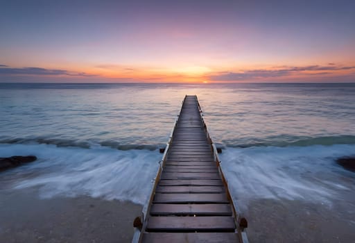 Meditative Escape: A Footbridge to Tranquility at Sunset
