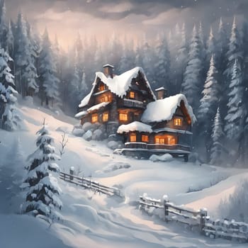 Winter’s Embrace: A Cozy Home in the Forest