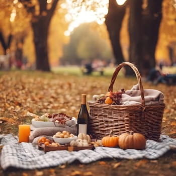 Under the Fall Sun: A Serene Picnic with Autumn Flavors and Golden Light