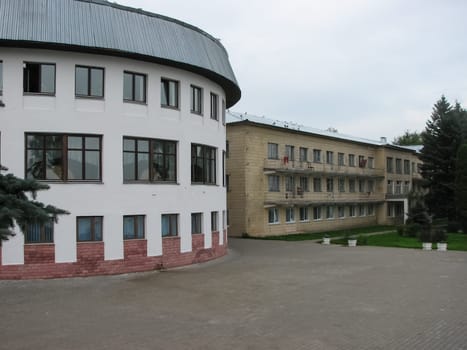 Resort village Naroch, buildings and courtyards and streets in the village.