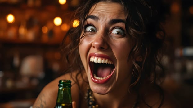 Portrait of the funny drunk woman