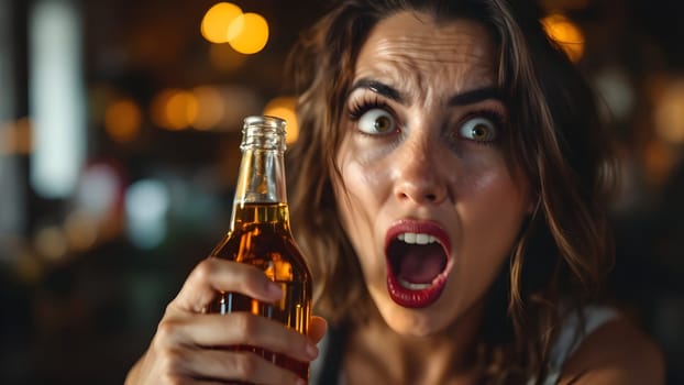 Portrait of the funny drunk woman