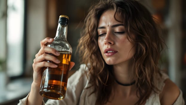 Portrait of the funny drunk woman
