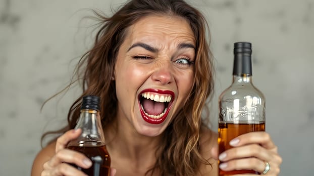 Portrait of the funny drunk woman
