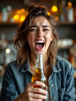 Portrait of the funny drunk woman
