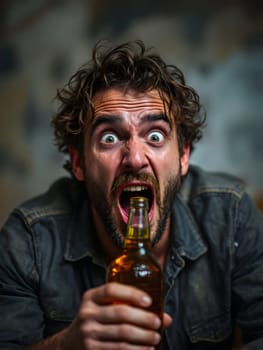 Portrait of the funny drunk man