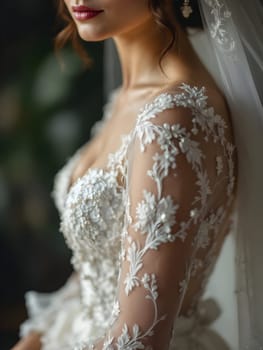 Woman closeup in wedding dress