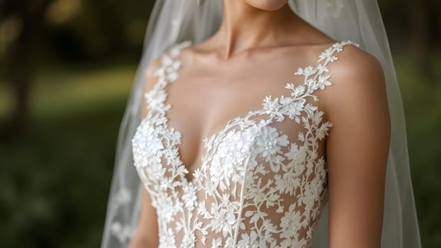 Woman closeup in wedding dress