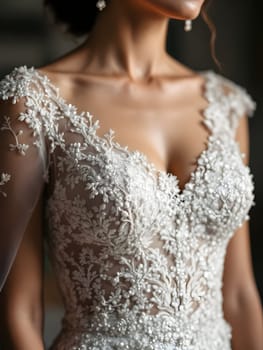 Woman closeup in wedding dress