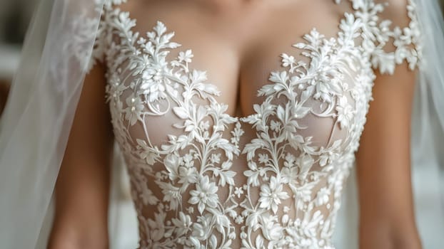 Woman closeup in wedding dress