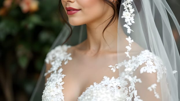 Woman closeup in wedding dress
