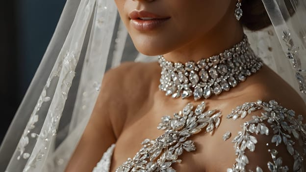 Woman closeup in wedding dress