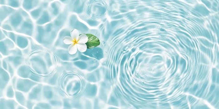 Pink flowers floating on water surface with ripples, perfect for SPA background, AI generated