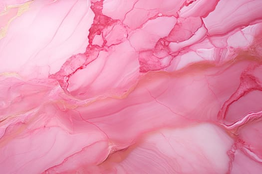 Pink marble with gold splashes horizontal background. Abstract template alcohol ink texture