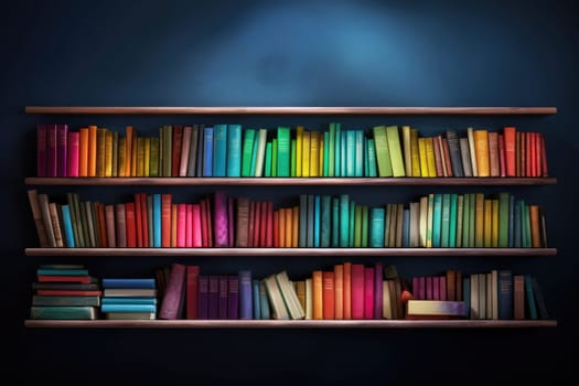Bookcase with old books. Bookshelf filled with book volumes