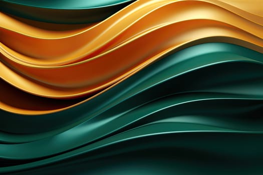 Emerald gold waves luxury background. Horizontal splash with transition from gold to emerald