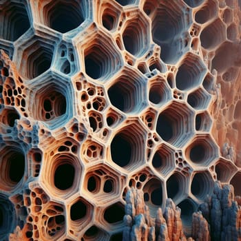 A close-up of a honeycomb-like structure. A high-quality AI-generated photo.