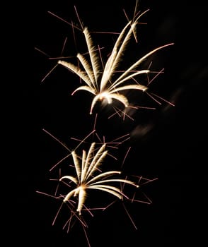 Abstract fireworks background on the night sky