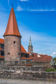 Historic medieval city wall of the town Wolframs-Eschenbach (Franconia, Germany)