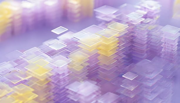 layers of translucent squares moving in a synchronized flow, resembling dynamic data visualization, AI generated