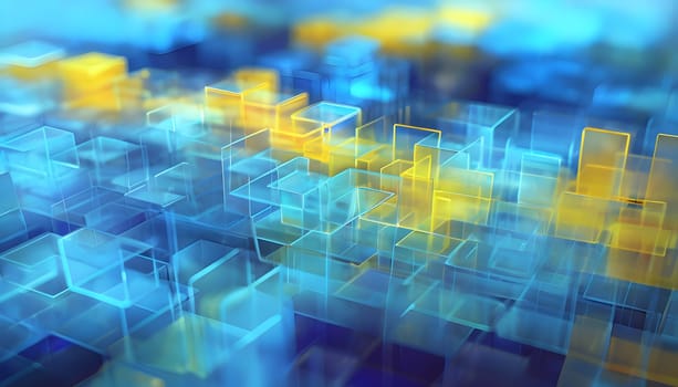 layers of translucent squares moving in a synchronized flow, resembling dynamic data visualization, AI generated