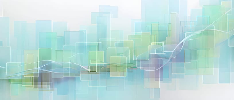 layers of translucent squares moving in a synchronized flow, resembling dynamic data visualization, AI generated