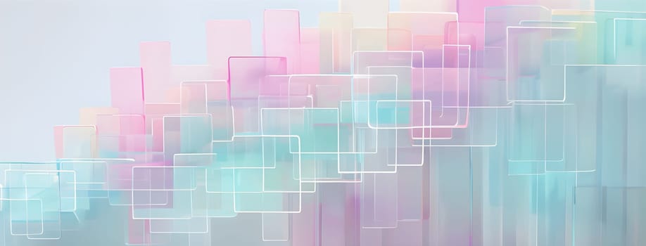 layers of translucent squares moving in a synchronized flow, resembling dynamic data visualization, AI generated