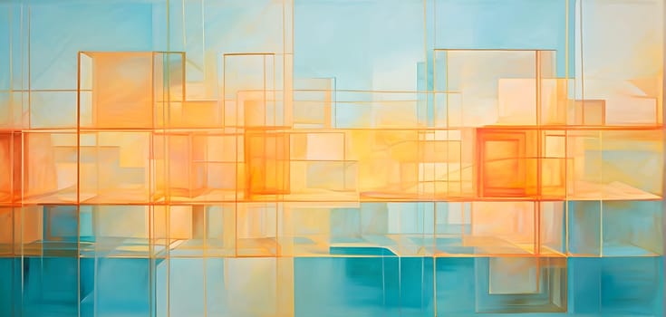layers of translucent squares moving in a synchronized flow, resembling dynamic data visualization, AI generated