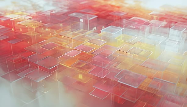 layers of translucent squares moving in a synchronized flow, resembling dynamic data visualization, AI generated