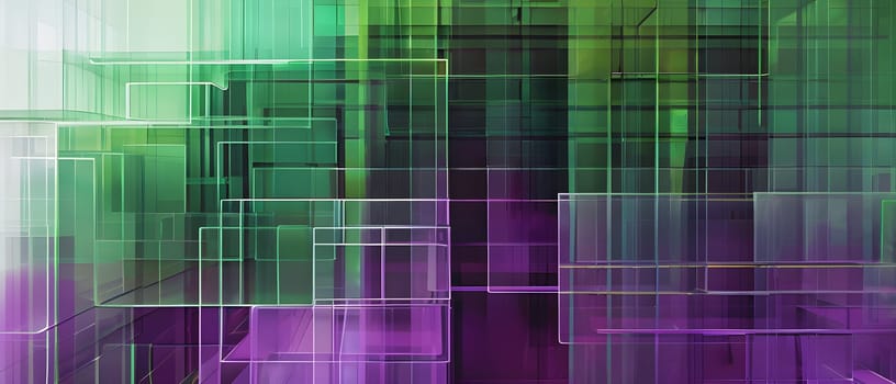 layers of translucent squares moving in a synchronized flow, resembling dynamic data visualization, AI generated