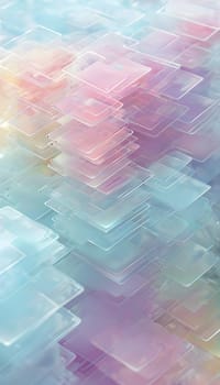 layers of translucent squares moving in a synchronized flow, resembling dynamic data visualization, AI generated