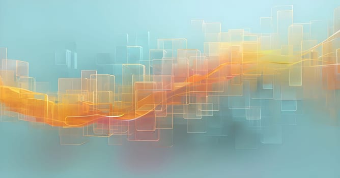 layers of translucent squares moving in a synchronized flow, resembling dynamic data visualization, AI generated