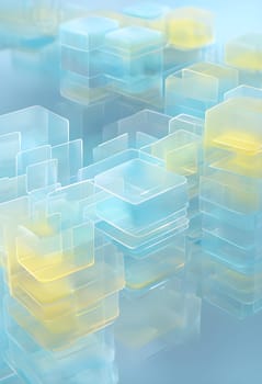 layers of translucent squares moving in a synchronized flow, resembling dynamic data visualization, AI generated
