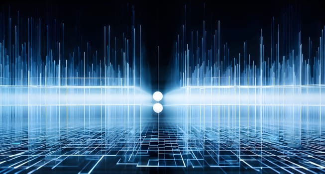 layers of translucent squares moving in a synchronized flow, resembling dynamic data visualization, AI generated