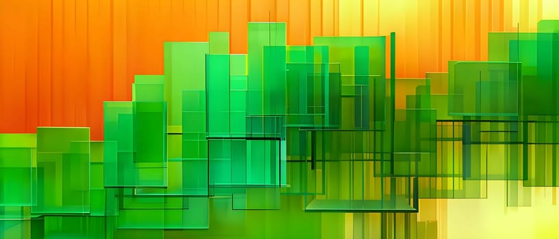 layers of translucent squares moving in a synchronized flow, resembling dynamic data visualization, AI generated